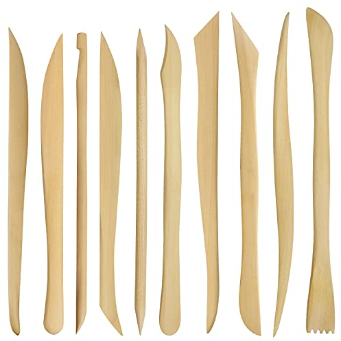 Kurtzy Herramientas para Modelar Arcilla (Pack de 10) 14,4 – 16 cm Herramientas Arcilla Polimerica/Cerámica – Herramientas Dos Puntas Set de Esculpir, Tallar, Dar Forma, Grabar, Alisar