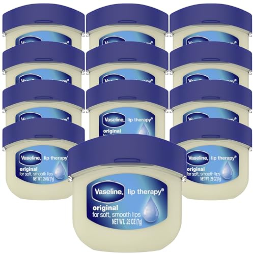 Vaseline Lip Therapy Original Mini Counter Display 2-Packs (12 Jars) – Bulk Lip Balm, Moisturizer for Soft, Smooth & Glossy Lips, 0.25 Oz Ea