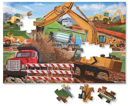 Melissa & Doug Building Site Floor Puzzle, 48 pc Jumbo Jigsaw Puzzle, Educational Screen Free Activity for Toddler, Preschoolers and Kids Ages 3+ (2 x 3 Feet) - FSC Certified