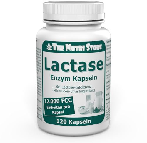 Lactase 12.000 FCC Enzym Kapseln 120 Stk. - bei Lactose-Intoleranz (Milchzucker-Unverträglichkeit)