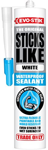 EVO-STIK Sticks Like Waterproof Sealant, All-Purpose, Paintable, Mould Resistant, Interior and Exterior, Colour: White, Size: 290ml
