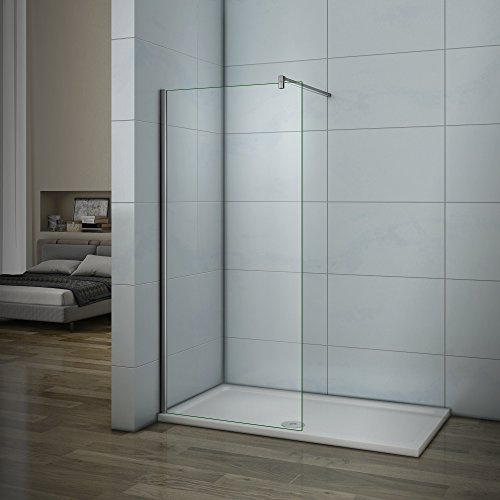 AICA paroi de douche à l'italienne 40x200cm paroi latérale en 8mm verre anticalcaire avec barre de fixation 900mm