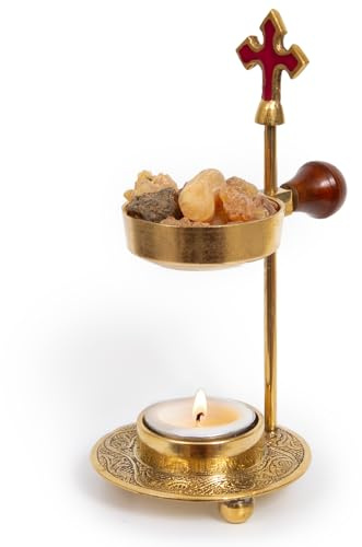Christian Incense Burner, Cross Incense Holder - Tea Light Candle or Charcoal Resin Heated for Home Decor, Beautiful Adjustable Design for Worship and Spiritual Gifts, Offering a Calming Atmosphere.