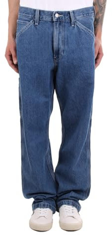 Levi's Herren-Jeans mit Schnitten, Taschen vorne und hinten, Verschluss mit Patte und Metallknopf, lockere Passform, Farbe Med Indigo, Med Indigo Flat Finish, 28
