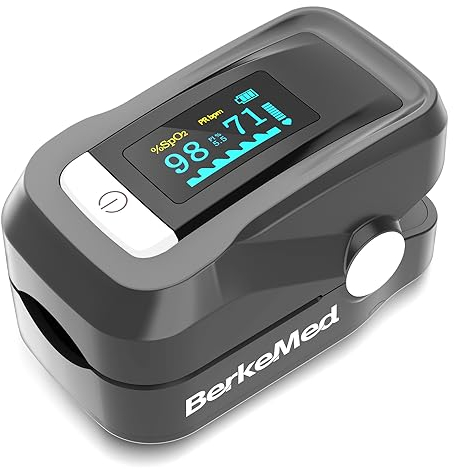 BerkeMed pulsoximeter,Sauerstoffsättigung Messgerät Finger,with OLED Screen and Lanyard,for Children, Adults, Elderly, Families and Hospitals