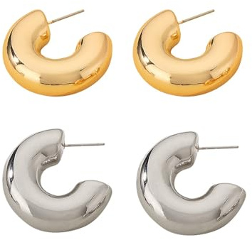 Orecchini Donna Cerchio Spessi Anallergici Cerchietti Grandi Orecchini Donne Moda Gioielli Donne Regalo per Donna e Ragazze