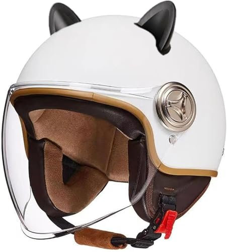 Integralhelm Jethelm DOT/ECE Retro Motorradhelm Cruiser Chopper Scooter Crash Jet Halbschalenhelm für Männer Frauen A2,54-61CM