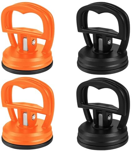 4 Pcs Dent Remover, Car Dent Puller, Small Dent Puller, Powerful Suction Cup For Repairing Car Dents, Used For Moving Car Bodies, Glass, Tiles, And Obje (Black And Orange)