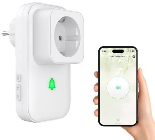 COTINSE Detector de Corte de Corriente WiFi Tuya, Tomacorriente Inteligente con Alarma WLAN, Alerta en Caso de Apagón, Compatible con la Aplicación Smart Life, 110 dB con LED