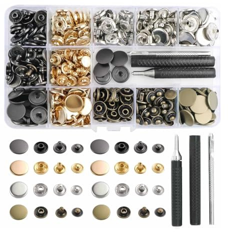 ComPDCVD Juego de 100 Corchetes de Presión Metálicos Botones de Presión 15mm