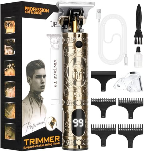 Beard Trimmer Hair Clippers for Men, Cordless Rechargeable Hair Trimmer with T-Blade, Professional Grooming Kit with LED Display, Barber Clippers Gift for Men