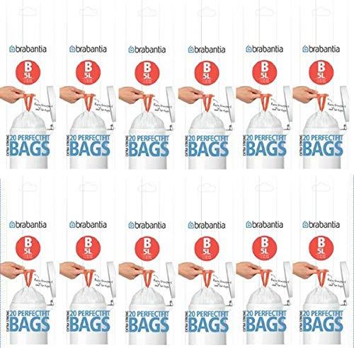 240 x 5L Brabantia Bin Liners 5 Litre Bin Bags Type Size B Smartfix