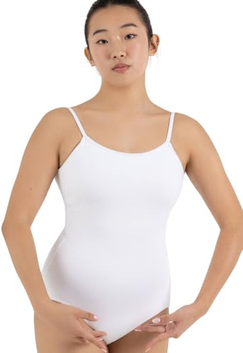 Capezio Damen Klassischer Turnanzug aus Baumwolle mit Verstellbaren Trägern Gymnastikanzug, Weiss/opulenter Garten, L