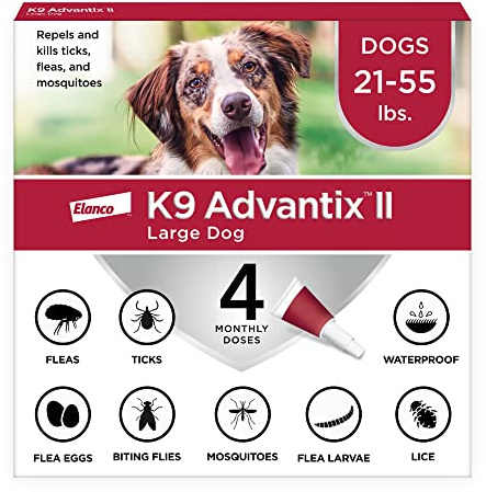 K9 Advantix II Large Dog Vet-Recommended Flea, Tick & Mosquito Treatment & Prevention | Dogs 21 - 55 lbs. | 4-Mo Supply