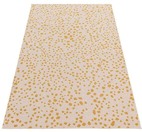 Lord of Rugs Spotty Rug Modern Abstract Dotted Pattern Bedroom Living Room Rug Yellow Cream X-Large 200x290 cm (6'7x9'6)