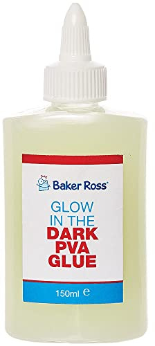 Baker Ross FX130 Glow in the Dark PVA Glue - 1 Bottle 150ml, Glue for Kids and Adults Crafts, Paper, Card, Art Projects liquid Adhesive