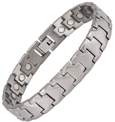 YINOX Superstarkt magnetarmband för män, tvåradigt magnetiskt titanarmband, titanarmband för män, innehåller 24 NdFeB-magneter och högkvalitativ presentförpackning (20 cm)
