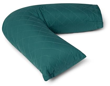 Charlotte Andersen Orthopaedic V Pillow with Pillowcase. Non Allergenic Quilted Cushioning Head, Neck & Back Support Pillow (DARK GREEN, V PILLOW WITH QUILTED PILLOWCASE)