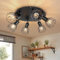 Kimjo Deckenstrahler 6 Flammig Rund Schwenkbar - Deckenstrahler LED Schwarz - E14 Deckenlampe Strahler Deckenleuchte - Spot Lampe Ohne Leuchtmittel