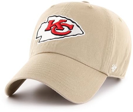 '47 NFL Kansas City Chiefs Clean Up Unisex-Baseballkappe, Verstellbarer Riemenverschluss, Einheitsgröße, Team Logo, Farbe Khaki