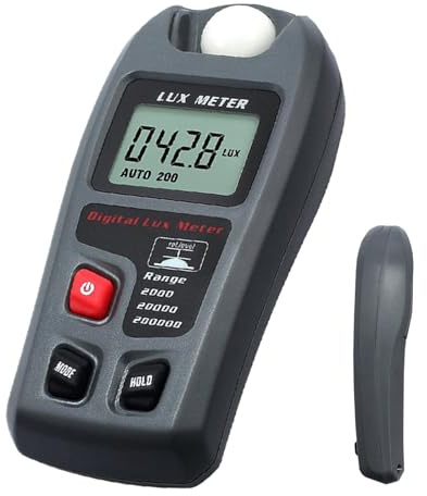 Lux Meter,Lux Meter Digital handhållen belysningsstyrka Tester Par | Ljusmätareffekt Batteridriven för fotografering Odla växter Hemmakontor Belysning Intensitet Ljusstyrka Mätning