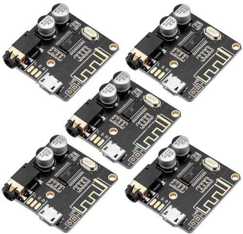 Huudngeje 5 Uds. Placa Receptora de Audio Bluetooth BT 5,0 Amplificador de Audio Estéreo 3,7-5V Amplificador de Altavoz para Coche DIY