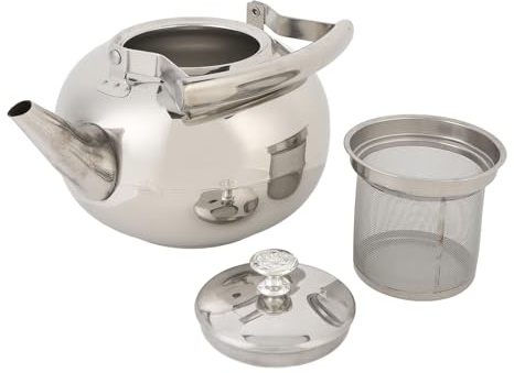 Teiera in Acciaio Inossidabile con Fischio, 2,0 L, Portatile, Leggera, con Filtro, per Campeggio e Uso Domestico