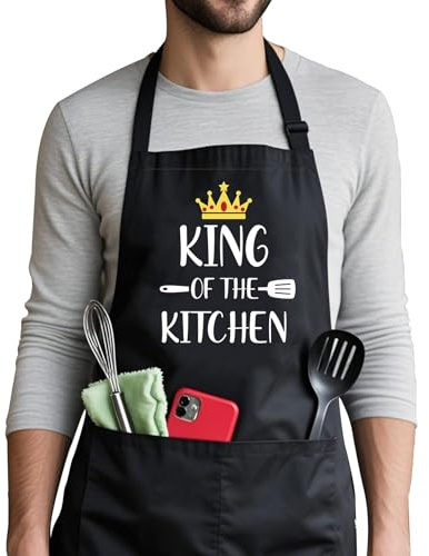Crahalen Aprons for Men,BBQ Apron for Men,Adjustable Apron for Home Kitchen,Valentine's Day Gifts for Dad Grandad Husband Boyfriend,Christmas Birthday Idea Gifts for Dad,Huband Boyfriend Presents