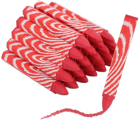 sourcing map 24Pcs Lumber Marking Crayons, 4.1 x 0.6 Hex Wax Tire Marker Pen Drawing Crayons for Wood Metal Wood Carton Ceramics Glass Plastic (Red)