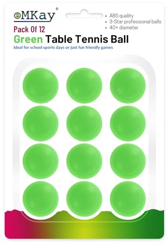 eMKay® Pack of 12 Ping Pong Table Tennis Balls (3-Star 40+ High-Performance ABS Material Training Balls) Ideal for Indoor and Outdoor Table Tennis - GREEN