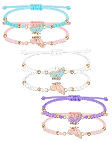 ATBUSS Juego De Pulseras De Mariposa De 6 Piezas, Pulsera Trenzada Ajustable, Pulsera De Amistad De Joyería De Moda, Regalo Creativo para Novias, Colocación Diaria De Salidas.
