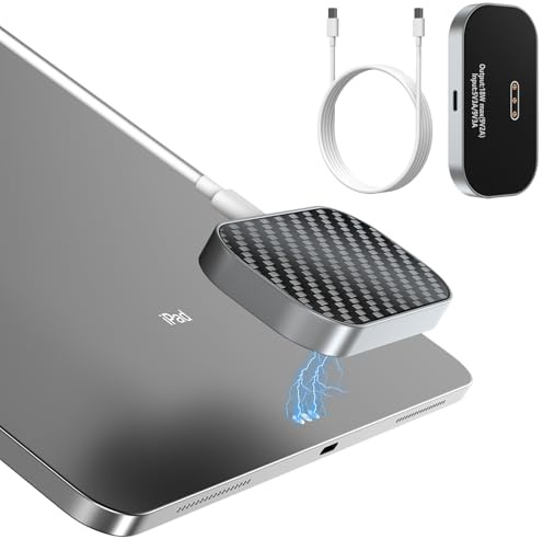 Magnetisk trådlös laddare för iPad Pro 12.9 tum (3:e/4:e/5:e/6:e) & iPad Air 13 (M2/M3) ENDAST, 18W snabb laddning Smart Connector-laddare, aluminiumlegering trådlös laddningsplatta med USB-C-kabel