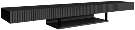 MB Muebles Bonitos | Mobile TV sospeso 150 cm colore nero Renzo | Per soggiorno e sala da pranzo moderni | 1 cassetto | Struttura in melamina opaca 150x40x22 cm