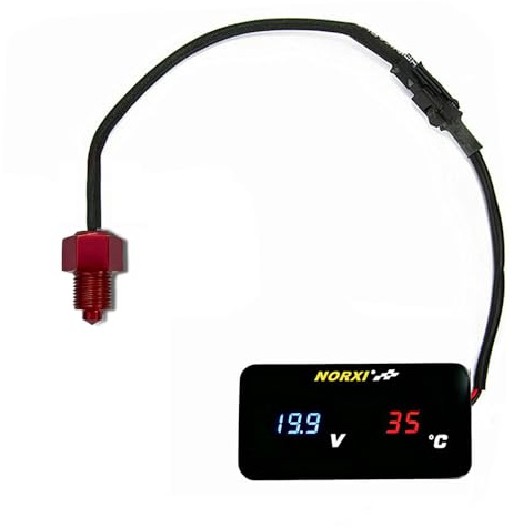 Medidor de temperatura y tensión de aceite para motocicletas NORXI, diseño de sensor integrado de una sola pieza, puntos de fuga de aceite reducidos(M14*1.25)