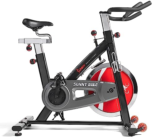 Sunny Health & Fitness Indoor Cycling Exercise Bike with Heavy-Duty 49 LB Chrome Flywheel, Stationary Bike with Customizable Comfort with 275 LBS. Max Weight - ‎SF-B1002