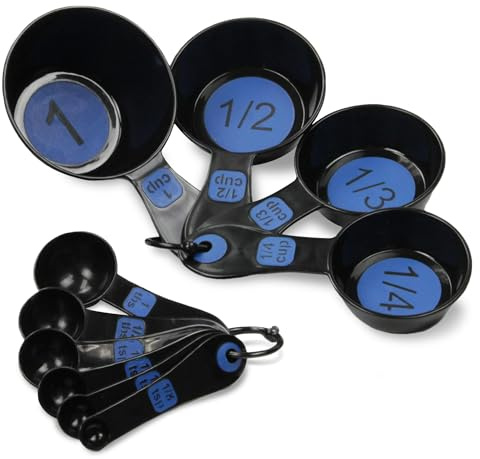 Chef Craft Easy to Read Plastic, Measuring Cup Set, 10 piece set, Blue