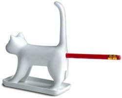 Monsterzeug Anspitzer Sharp End Cat, Katze, Mieze, Lustiges Gadget fürs Büro, Coole Geschenkidee für den Schreibtisch - weiß