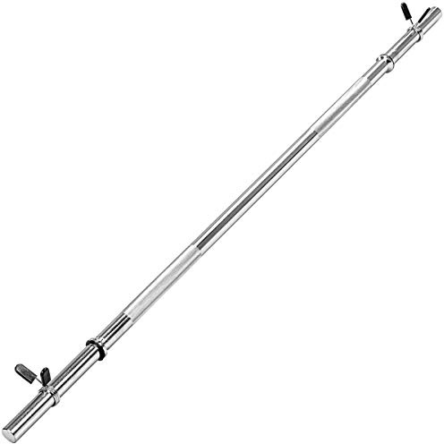 MOVIT Barre d'Haltère Longue - Standard, Professionnelle, 30mm, Choix 120/140/160/180/200cm, Chromée/Noire, Fermeture Étoile/Ressort - Musculation, Fitness, Gym