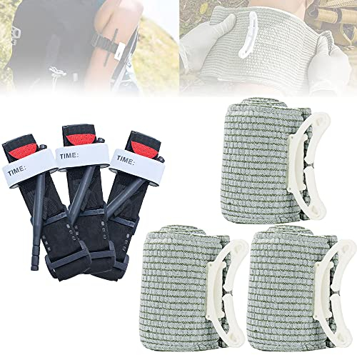Lotvic Tourniquet, Bandagen, Israeli Bandage, Erste-Hilfe-Wunde Hämostatische Bandages 3 Tourniquets, 3 6-Zoll-Israeli Bandages Notfall Erste-HilfeBandage für Innen, Außen, Hause (6pcs)