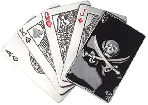 Men’s Poker Cross Sword Skull Belt Buckle Jewelry, Vintage Royal Flush Playing Cards Skull Punk Rock Western Cowboy Belt Buckle for Men