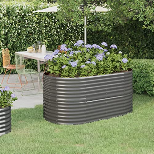 puraday Hochbeete Für Garten 152x80x68 cm Blumenkasten Pflanzkasten Terrasse Pflanzkübel Gemüsebeet Kräuterspirale XXL Hochbeet Metall Hochbeet Stahl Hochbeet Groß XXL Gartenbeet Grau