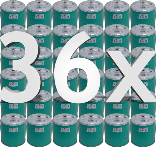 SOUK ONE Lot de 36 cartouches de gaz butane de qualité supérieure - 190 g (400 ml) - Cartouche de gaz perçable - Réchaud de camping - Chauffage à gaz butane - 36 x 190 g