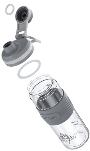 PZMLOASN Bottiglia shaker per miscele di proteine, shaker per frullati proteici super cremosi per il fitness, 650 ml, durevole, a prova di perdite (grigio, 650 ml)