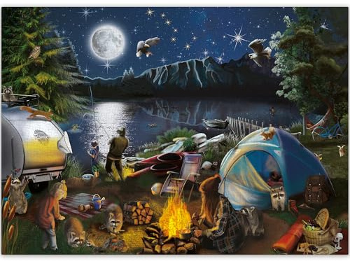 QUOKKA Jigsaw Puzzles 1000 Pieces for Adults - Campfire Activity for Kids Ages 8-12 and Up - Colourful Game Toy for Family