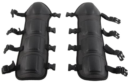 Aramox Protector de Pierna de Rodilla Protección de Espinilla de Rodilla Almohadillas de Protección 17.7 Pulgadas de Ajuste Ajustable de Alta Resistencia Ventilado para Motocicleta de Motosierra de