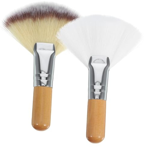 Beatifufu Lot de 2 Pinceaux de Maquillage Visage Pinceaux Éventail et Poudre Fixante Taille Large Poils Doux pour Femmes et Jeunes Filles Maquillage Quotidien