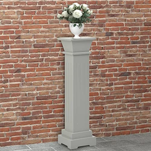 Frdhee Étagère d'angle pour plantes, colonne classique, gris, 17 x 17 x 66 cm, MDF, support de pot de fleurs pour coin pièce, salon, balcon, terrasse, cour