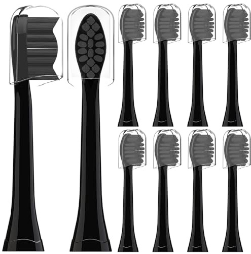10 Pack Compatible avec My Variations la brosse à dents électrique Têtes de brosses de remplacement, pour My Variations la brosse à dents électrique Avec housse de protection (Noir, Medium)