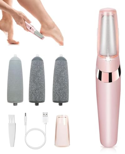 Electric Foot File, Electric Callus Remover for Feet Pedicure Kits, Rechargeable Waterproof Hard Skin Remover Foot with 4 Brush Heads, for Treating Dry Cracked Heels, Calluses and Dead Skin