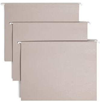 Smead TUFF Hanging File Folder with Easy Slide Tab, 1/3-Cut Sliding Tab, Letter Size, Steel Gray, 18 per Box (64092, Rod Color May Vary)